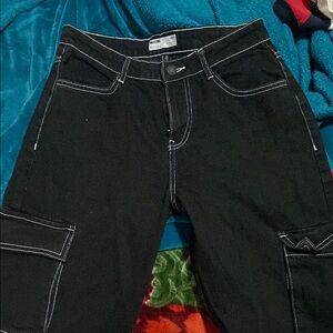 Bershka Black Cargo Jeggings